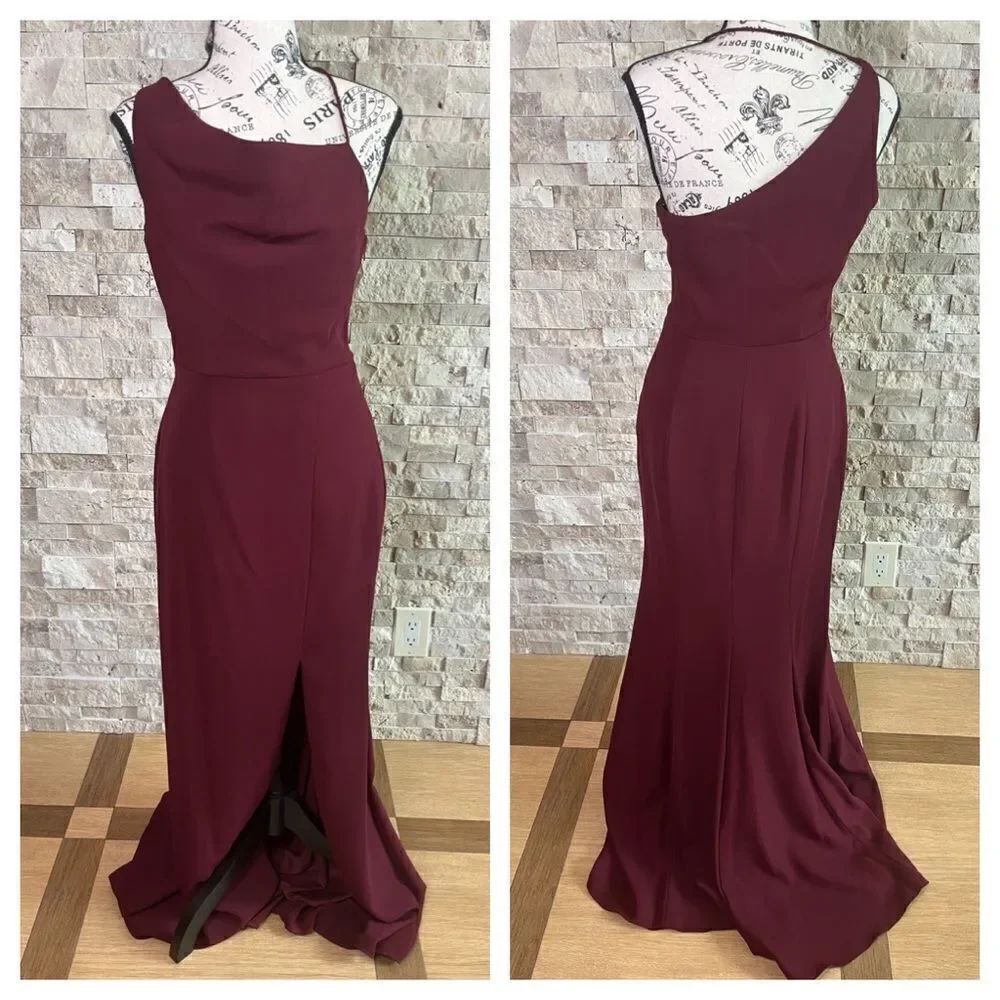 After Six Asymmetrical one shoulder draped cowl maxi dress nwt size 2